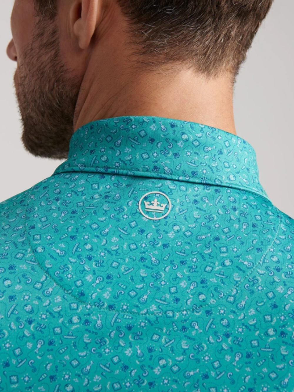 Peter Millar Men's Large Meadow Day of the Dead Performance Polo MSRP $118
